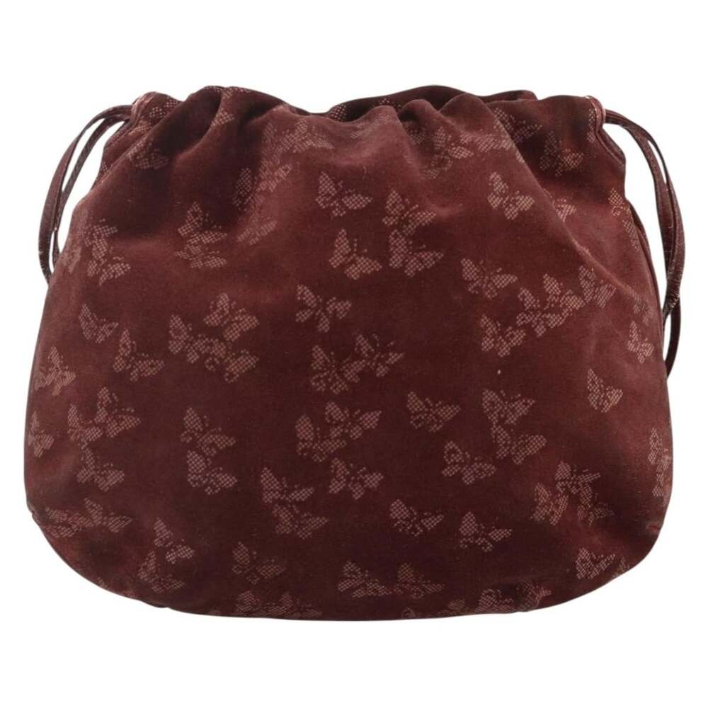 Bottega Veneta Suede Shoulder Bag Bordeaux Gold
